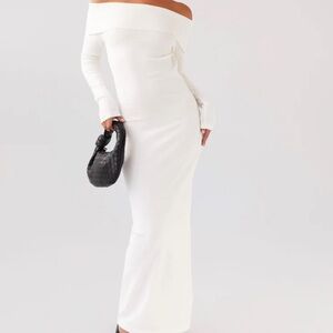Peppermayo Off-Shoulder Long Sleeve White Dress